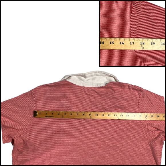 Just My Size Collared Red White Striped Tee Shirt Plus Size 18W/20W Short Sleeve - Picture 9 of 12